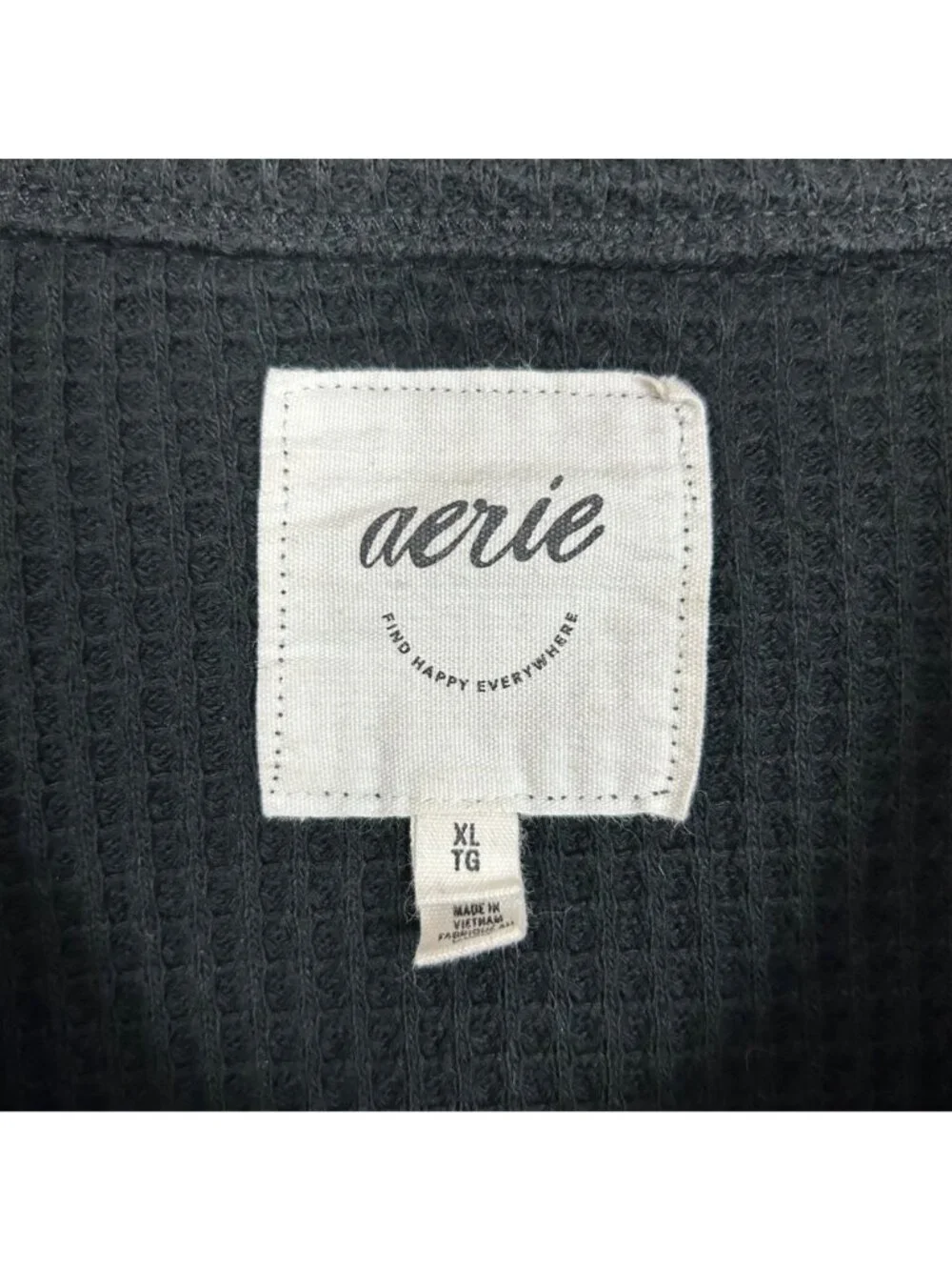 Aerie Waffle Lumber Jane Button Front Shirt Black Oversized Size XL Women's - Picture 5 of 5